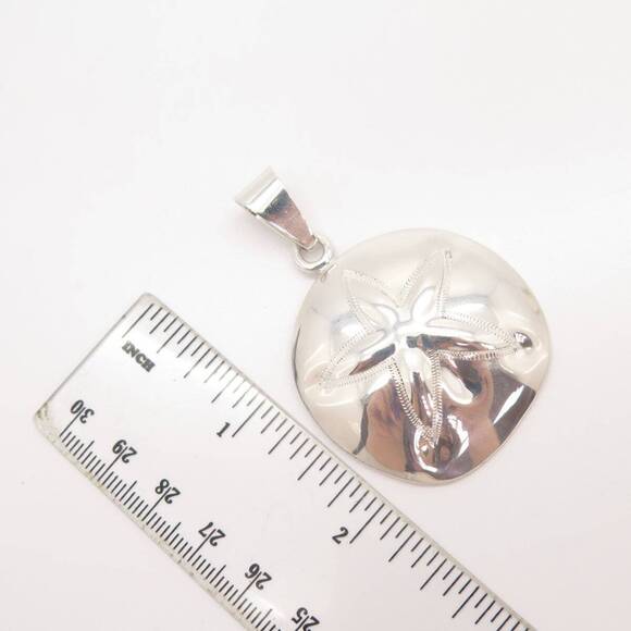 925 Sterling Silver Vintage Mexico Sand Dollar Pendant - Picture 3 of 6